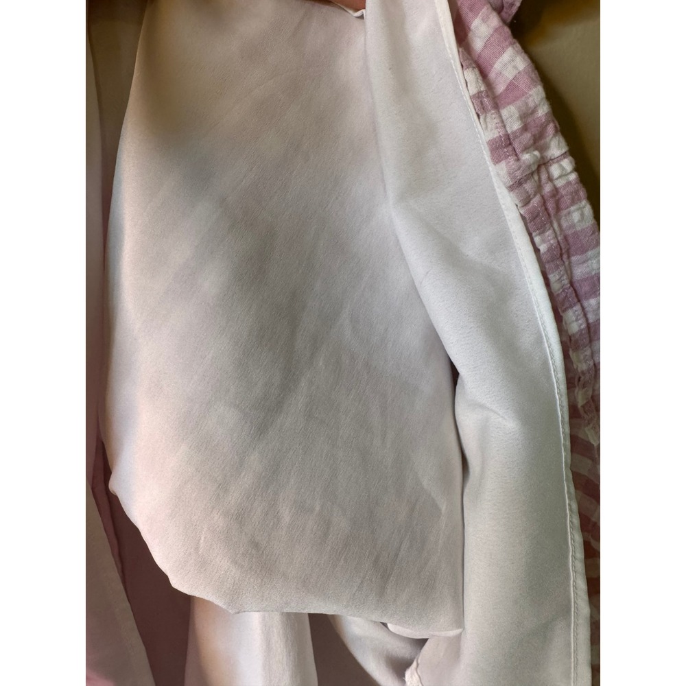American Eagle Pink Gingham Smocked Mini Dress XXL Cotton Linen Puff Sleeve - Picture 4 of 7